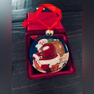 Santa Claus Christmas Ornament with Red Ribbon